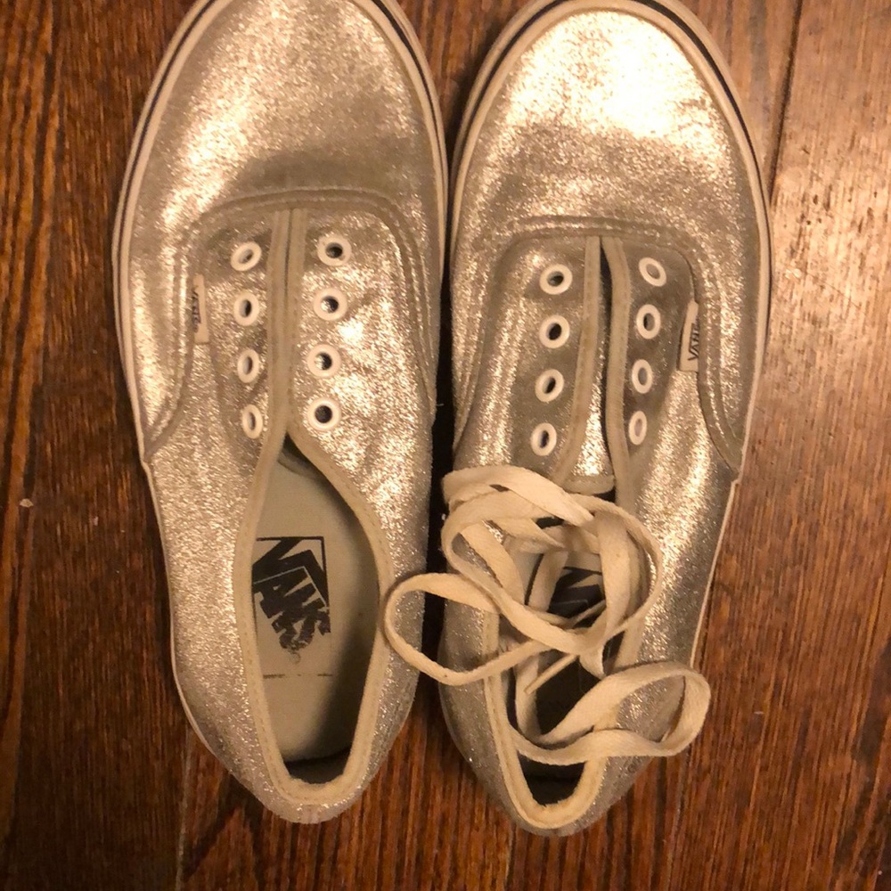 Silver sparkled Vans size7.5